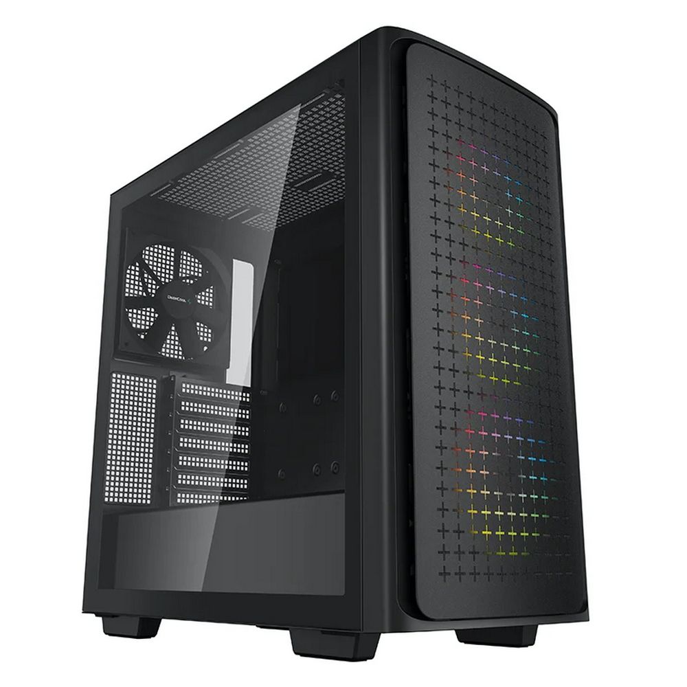 DeepCool CK560 вид спереди сбоку прозрачная боковая панель ARGB-подсветка