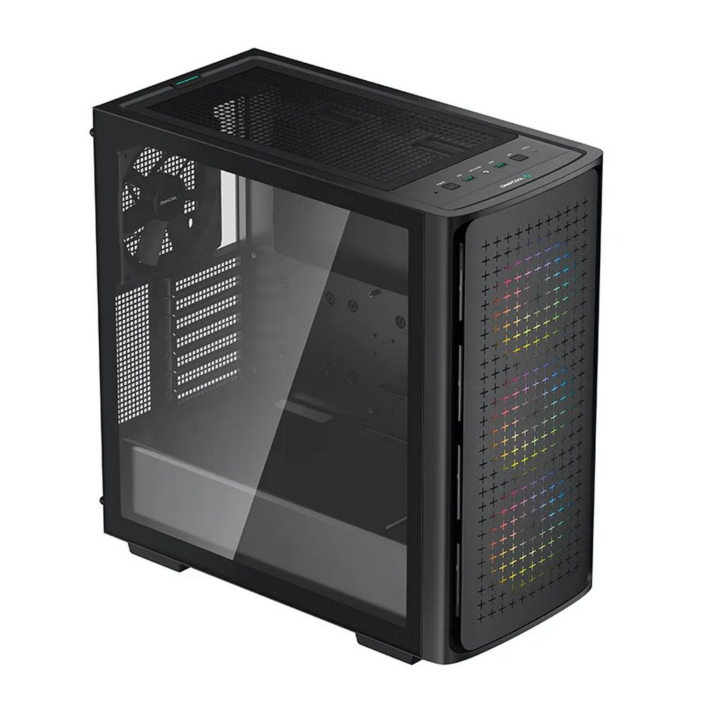 DeepCool CK560 вид сверху верхняя панель с кнопками управления и RGB-подсветкой