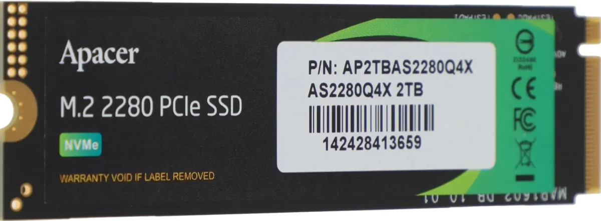 Apacer AS2280Q4X боковой профиль 3.5 мм толщина разъёмы M.2