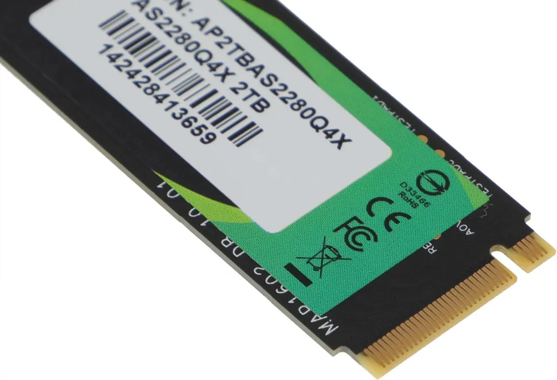 Apacer AS2280Q4X этикетка с артикулом AS2280Q4X объём 2TB штрихкод сертификаты CE FCC