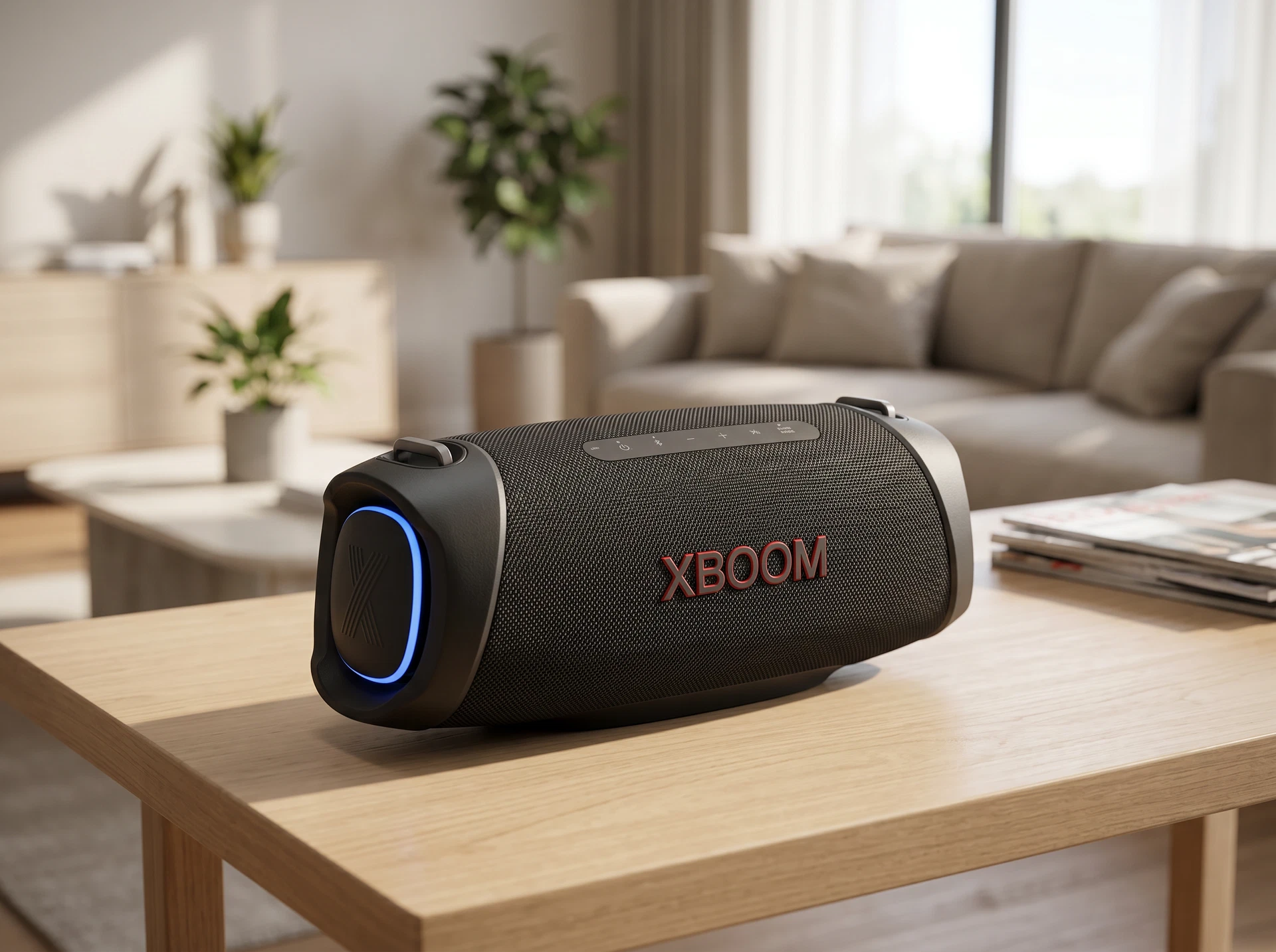 LG Xboom XG8T черный в интерьере — портативная акустика 120 Вт в использовании