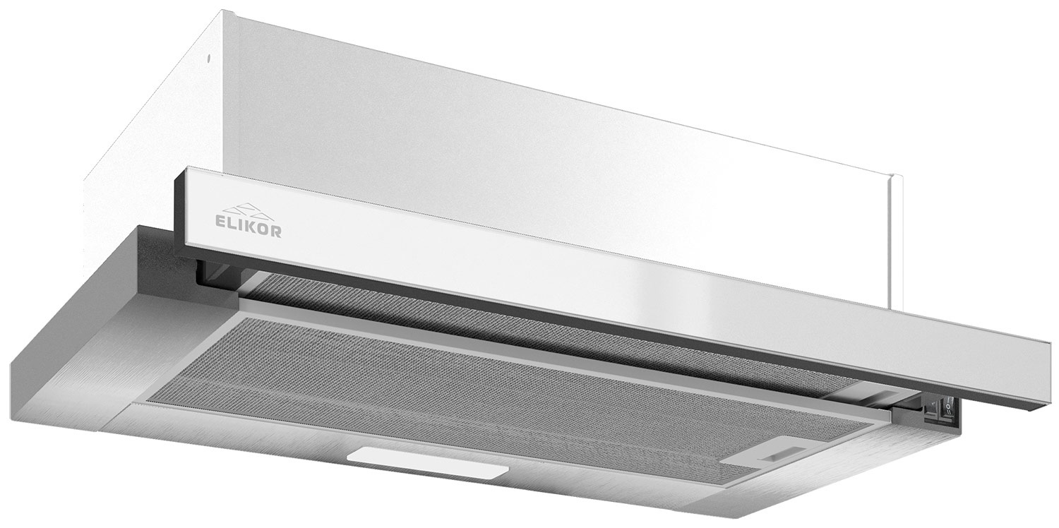 Elikor Integra Glass 60N-400-V2D встраиваемая вытяжка нержавеющая сталь белое стекло