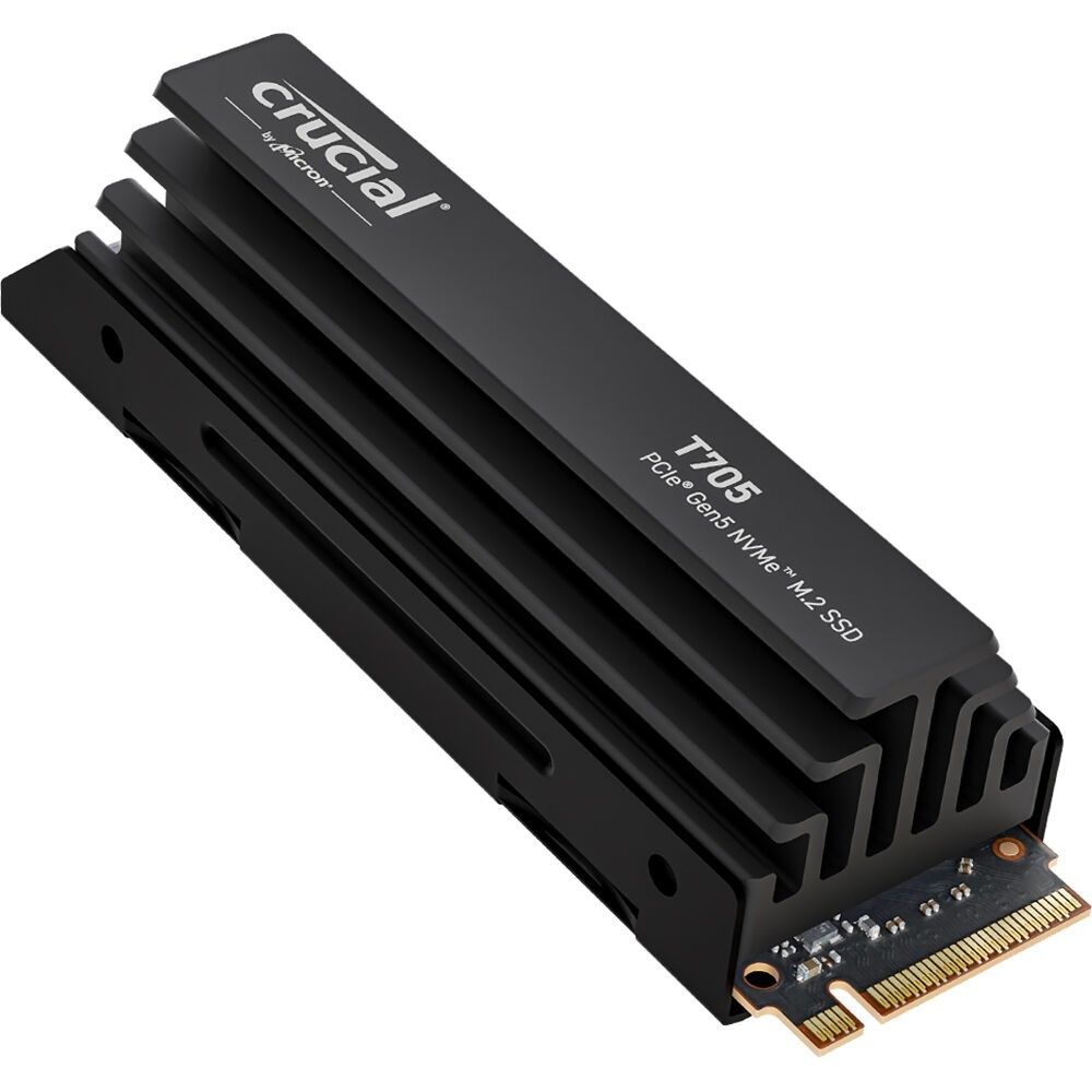 Crucial T705 1TB M.2 2280 PCIe 5.0 вид сверху с радиатором