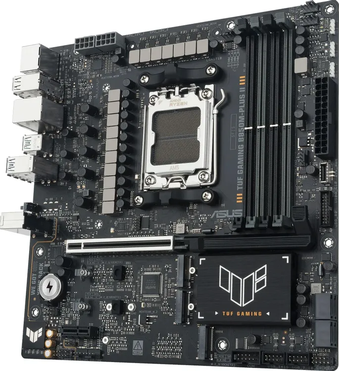 ASUS TUF Gaming B850M-Plus II общий вид платы сверху