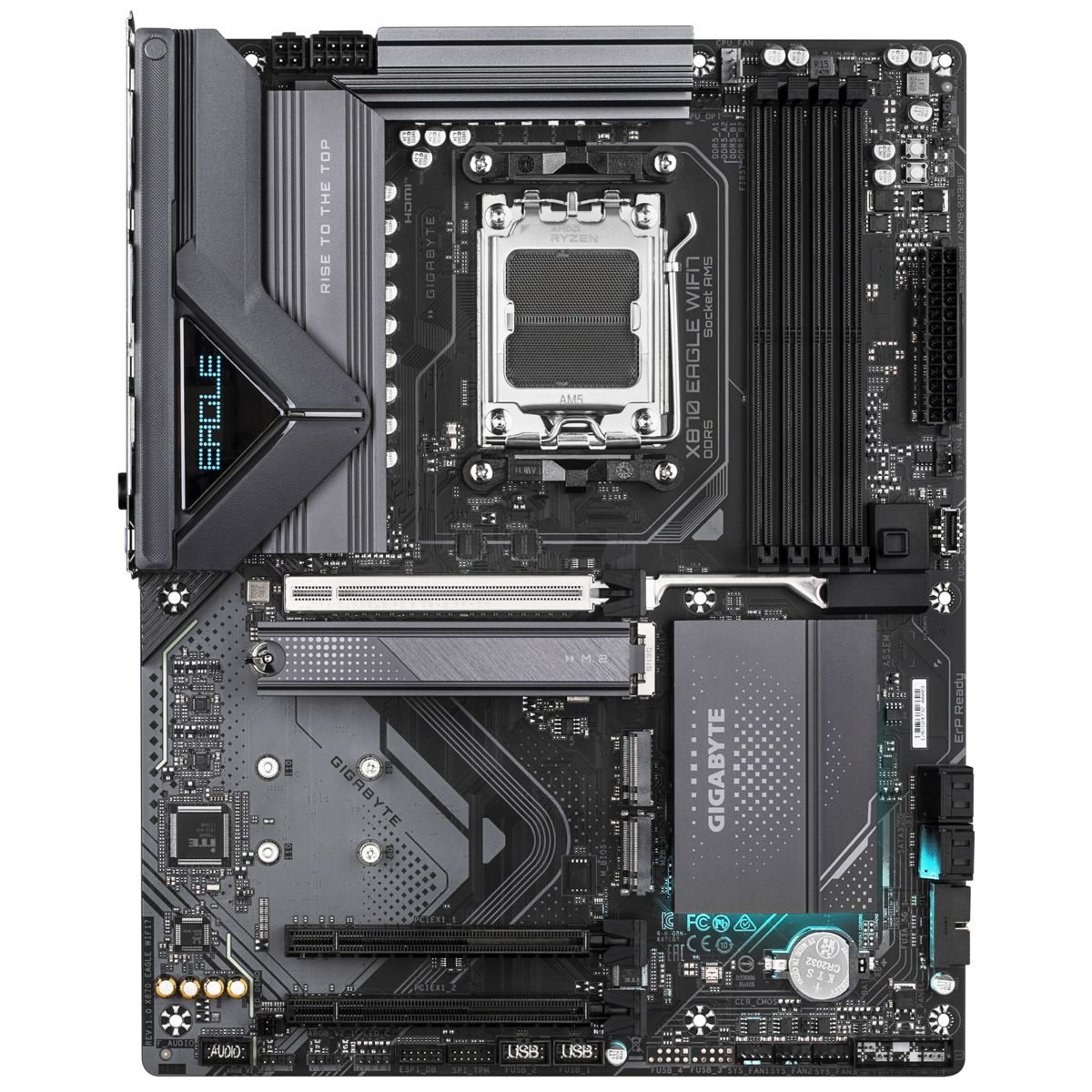 Gigabyte X870 Eagle Wifi7 разъёмы и слоты DDR5 PCIe 5.0 на плате