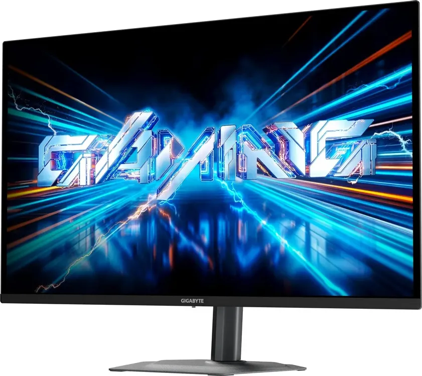 Gigabyte GO27Q24A EK вид спереди с демонстрацией дизайна корпуса и качества QD-OLED панели