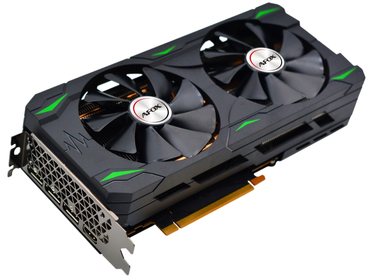 Afox RTX 3060 Ti GAMING AF3060TI-8192D6H7 — двухвентиляторная игровая видеокарта с зелёными акцентами