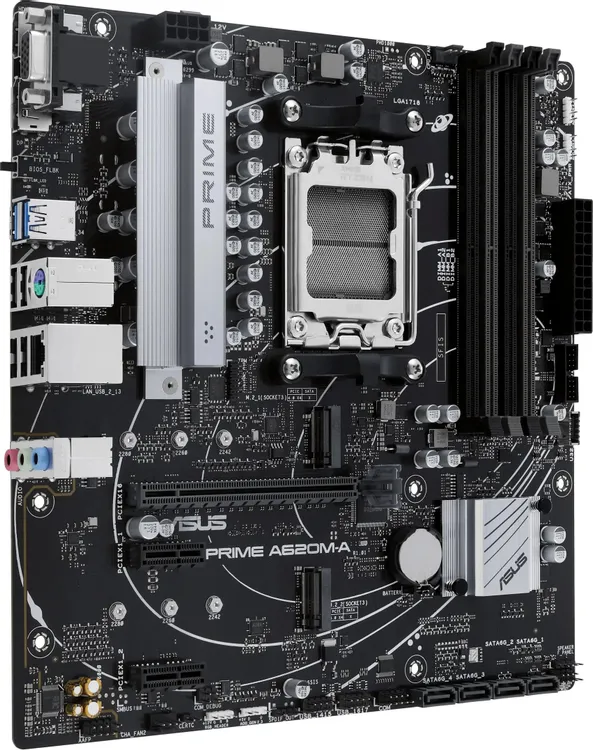 ASUS Prime A620M-A-CSM разъёмы M.2 и SATA на плате mATX AM5