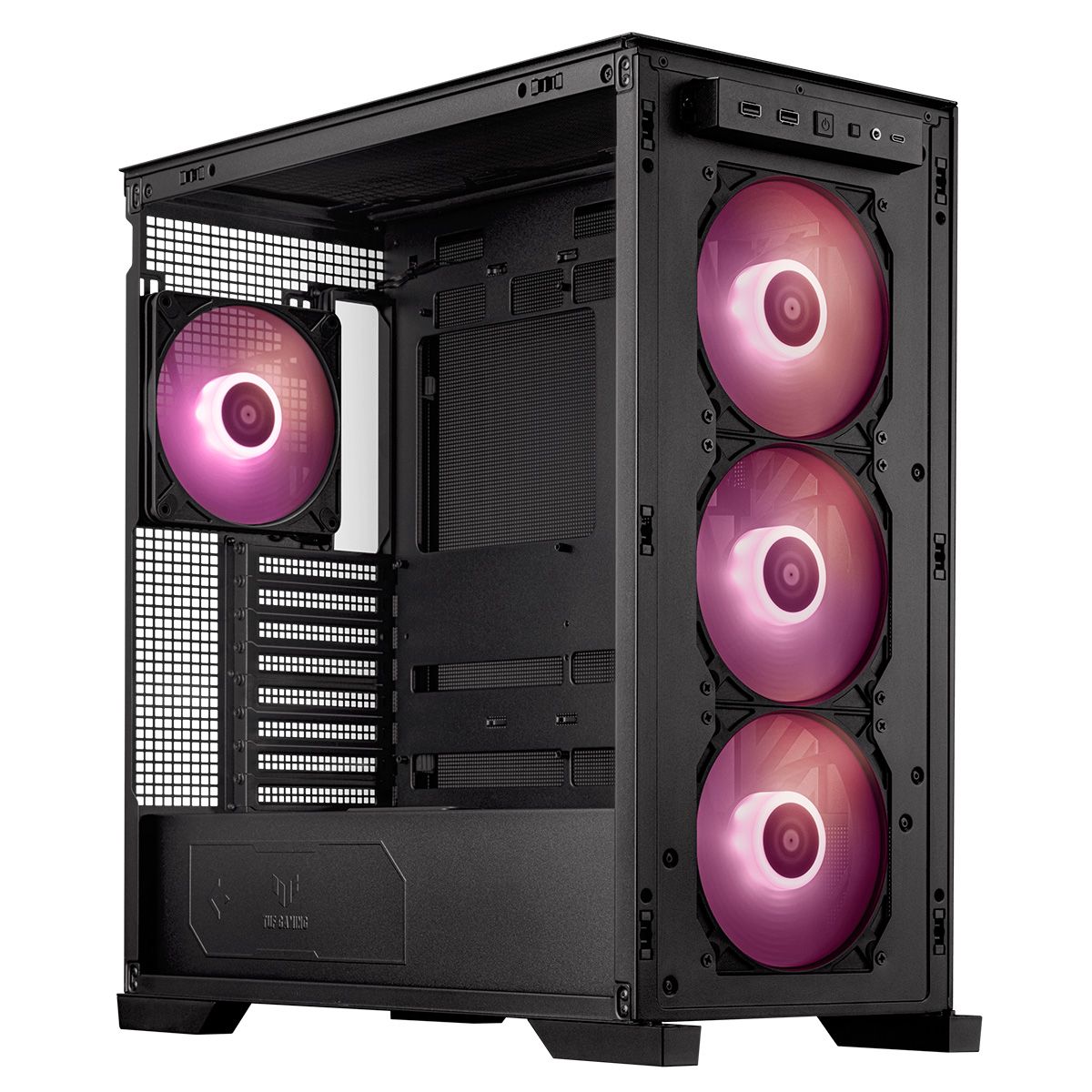 ASUS TUF Gaming GT302 ARGB внутреннее пространство с четырьмя ARGB-вентиляторами 140 мм и сетчатой передней панелью