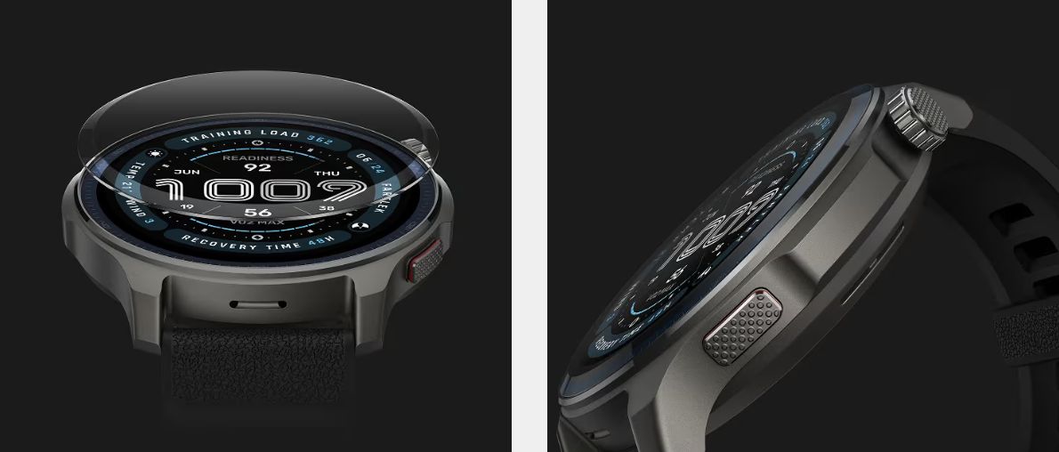 Amazfit Balance 2 A2430 вид спереди и сбоку &mdash; AMOLED-экран с данными тренировок