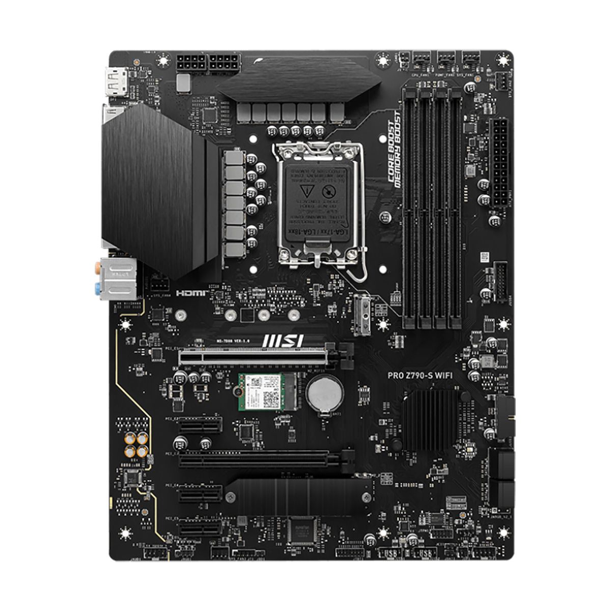 MSI Pro Z790-S WiFi материнская плата ATX вид сверху общий план