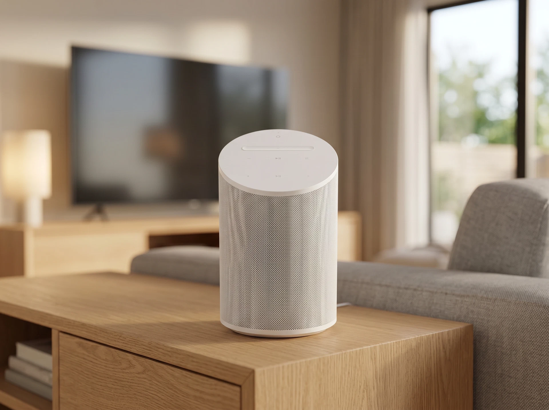 Sonos Era 100 white в интерьере &mdash; компактная акустика на полке в жилой комнате