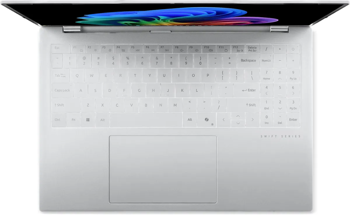 Acer Swift Air 16 SFA16-61M-R0MH клавиатура с подсветкой и OLED-экран с демонстрацией цветопередачи