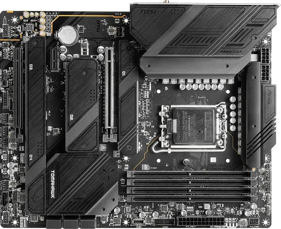 MSI MAG Z790 Tomahawk Wifi радиатор VRM и слоты памяти DDR5 на материнской плате