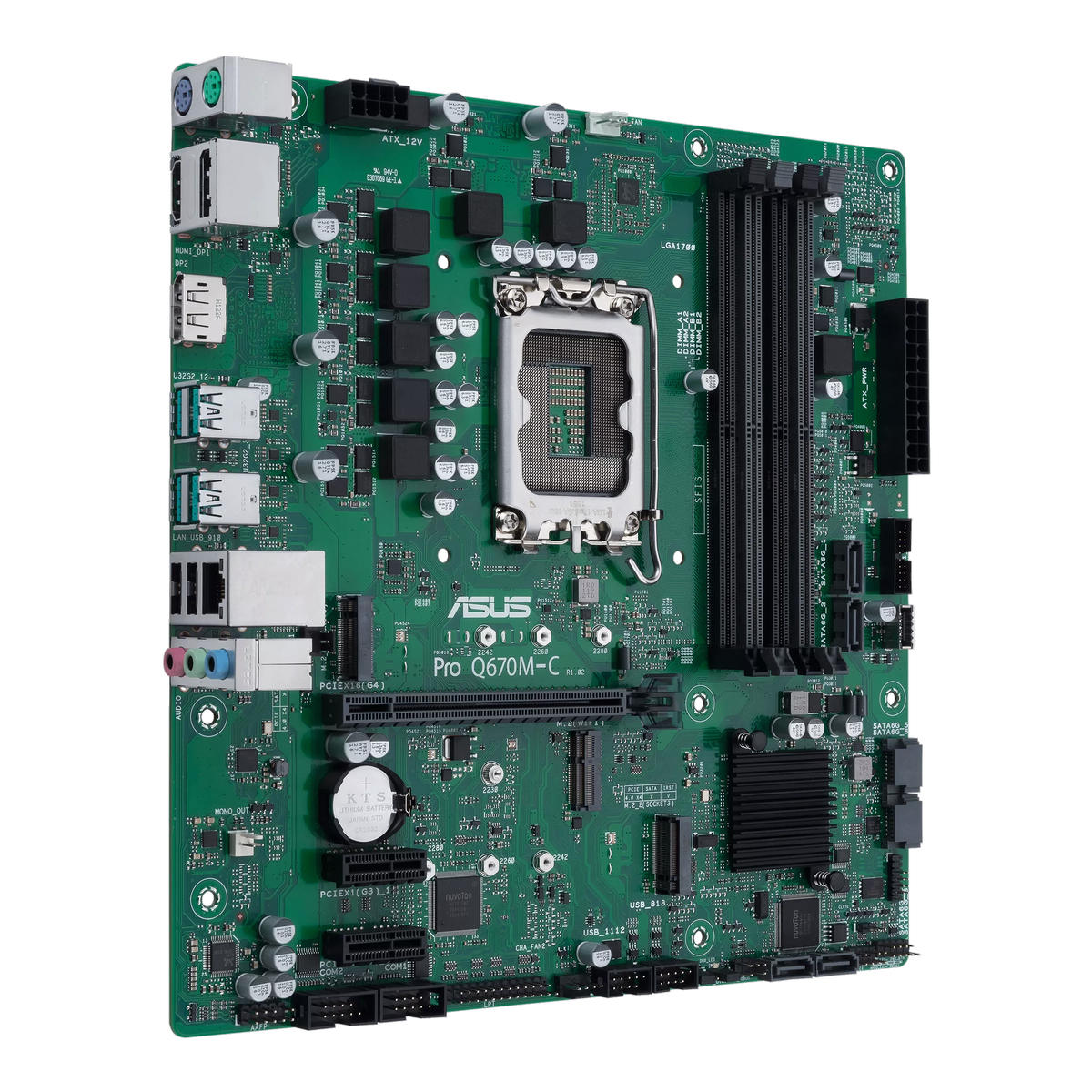 ASUS Pro Q670M-C-CSM материнская плата слоты DDR5 и разъёмы M.2