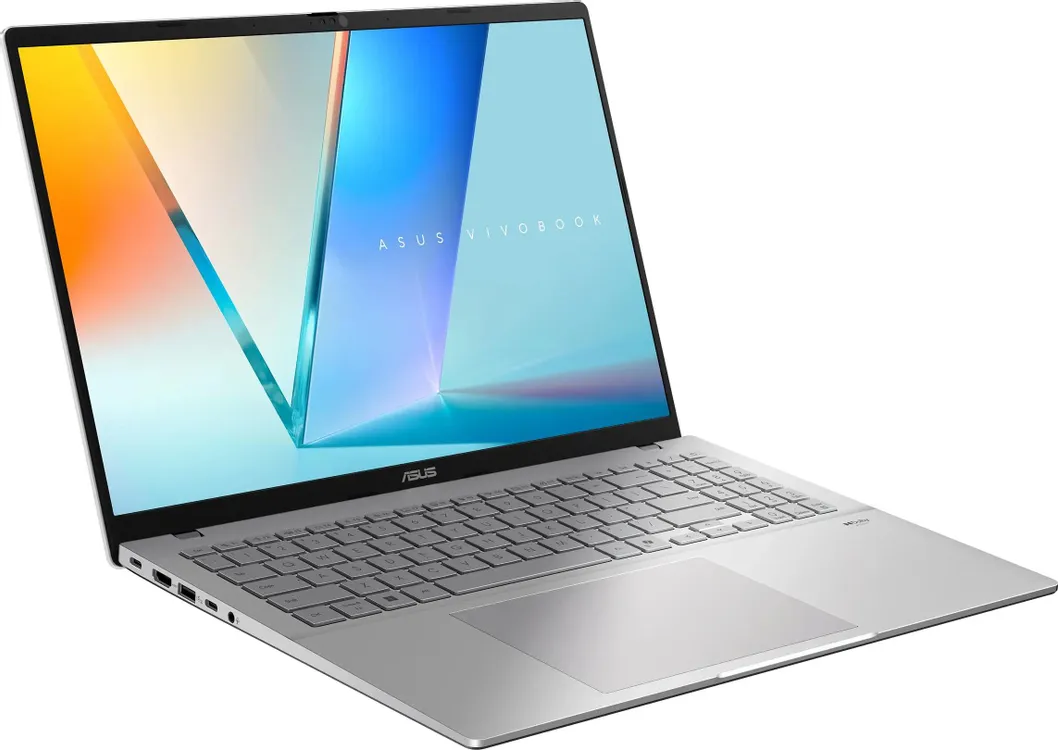ASUS Vivobook S16 M3607KA-SH117 вид спереди-сбоку открытый OLED-экран с градиентом