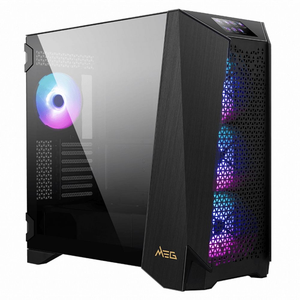 MSI MEG PROSPECT 700R вид спереди ARGB вентилятор сетчатая панель логотип MEG