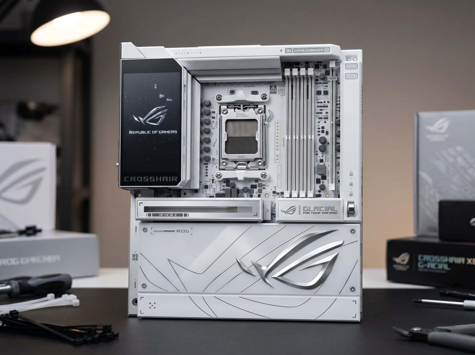 Материнская плата Asus Rog Crosshair X870E Glacial, Socket AM5, AMD X870E, E-ATX, RTL [90MB1NQ0-M0EAY0] - фото в интерьере
