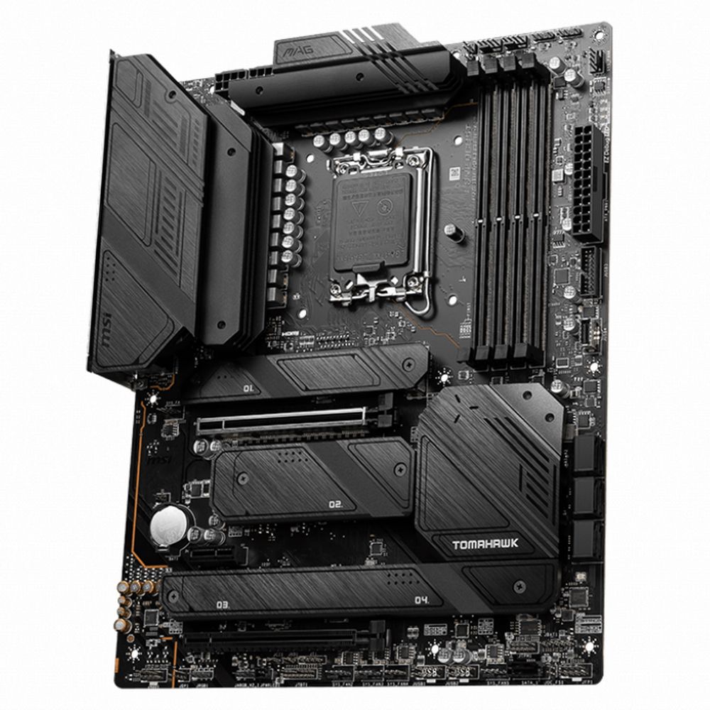 MSI MAG Z790 Tomahawk WiFi материнская плата ATX вид сверху разъёмы