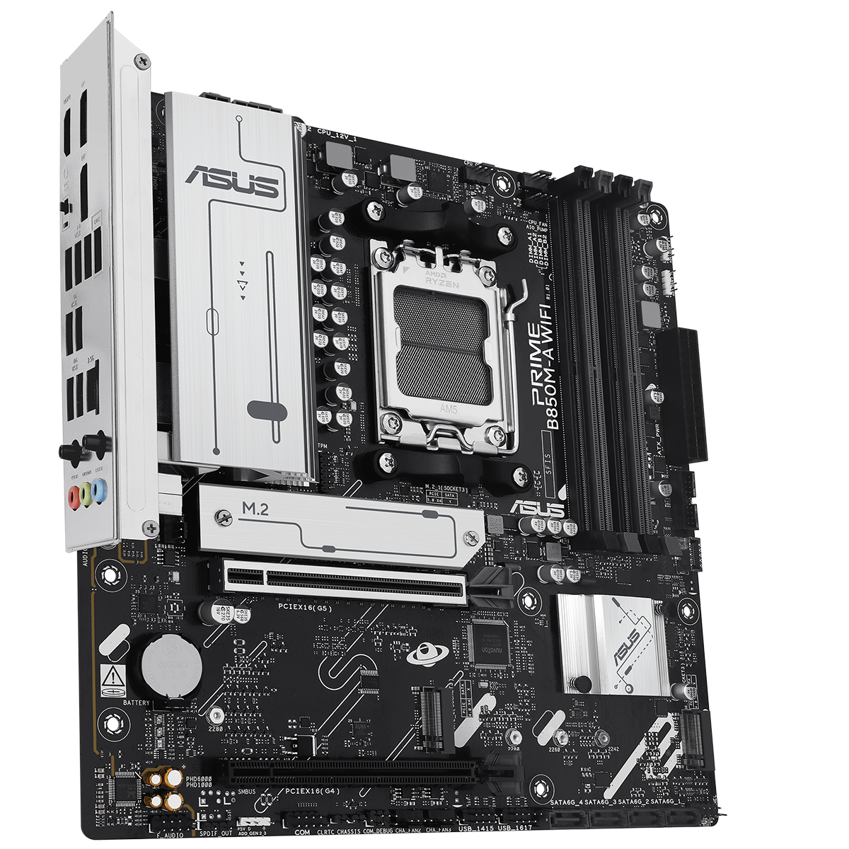 ASUS Prime B850M-A WiFi разъёмы на плате ARGB M.2 питание процессора