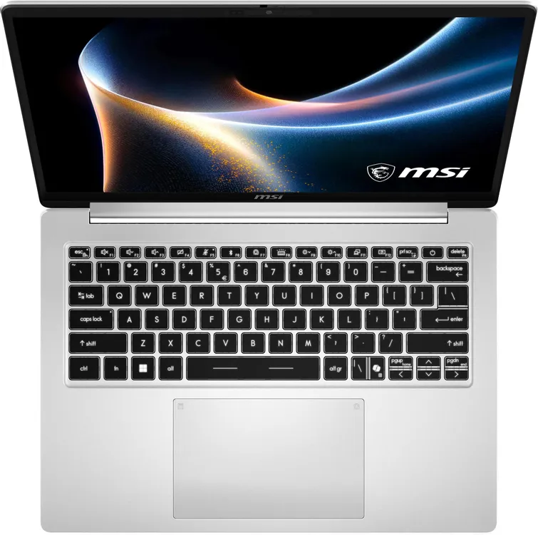 MSI Modern 14S AI+ G3MG-011XRU клавиатура с подсветкой и тачпад — вид сверху