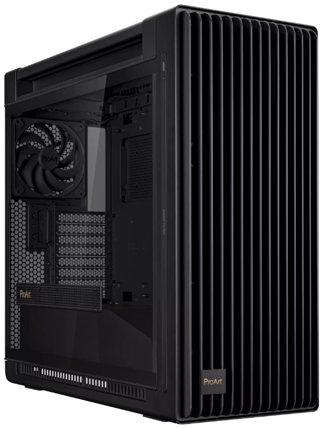 ASUS ProArt PA602 открытая боковая панель внутренние компоненты кулер материнская плата блок питания