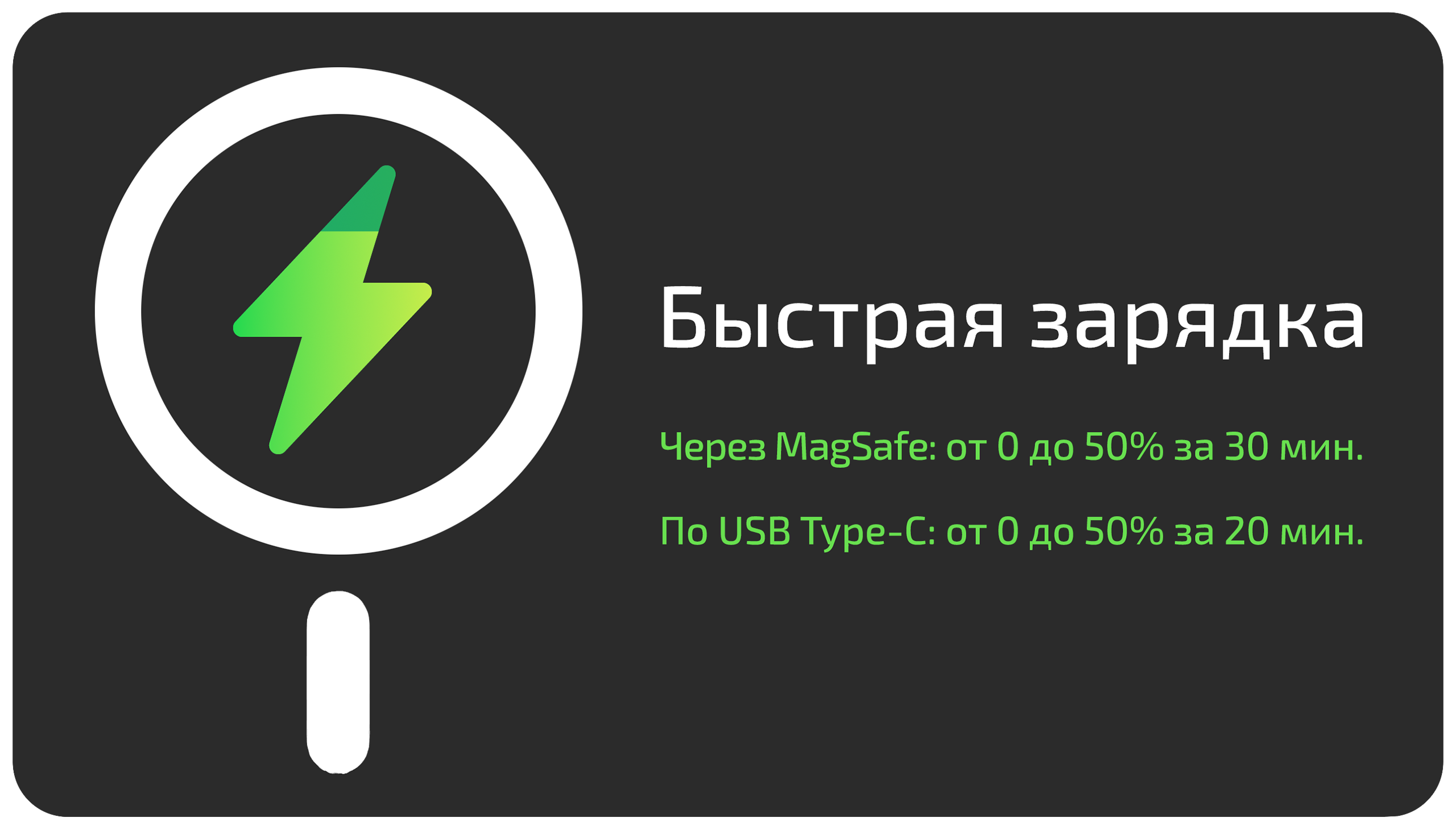Быстрая зарядка USB-C до 40 Вт и MagSafe/Qi2 до 25 Вт — iPhone 17 Mist Blue