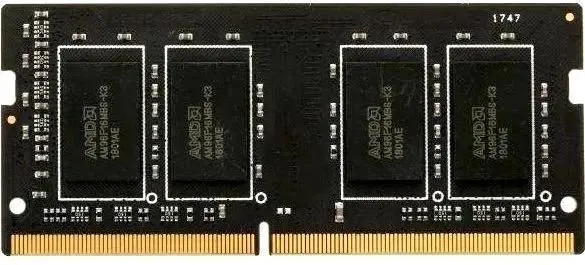 AMD Radeon R7 Performance R748G2133S2S-U DDR4 8 ГБ SODIMM — печатная плата с чипами памяти