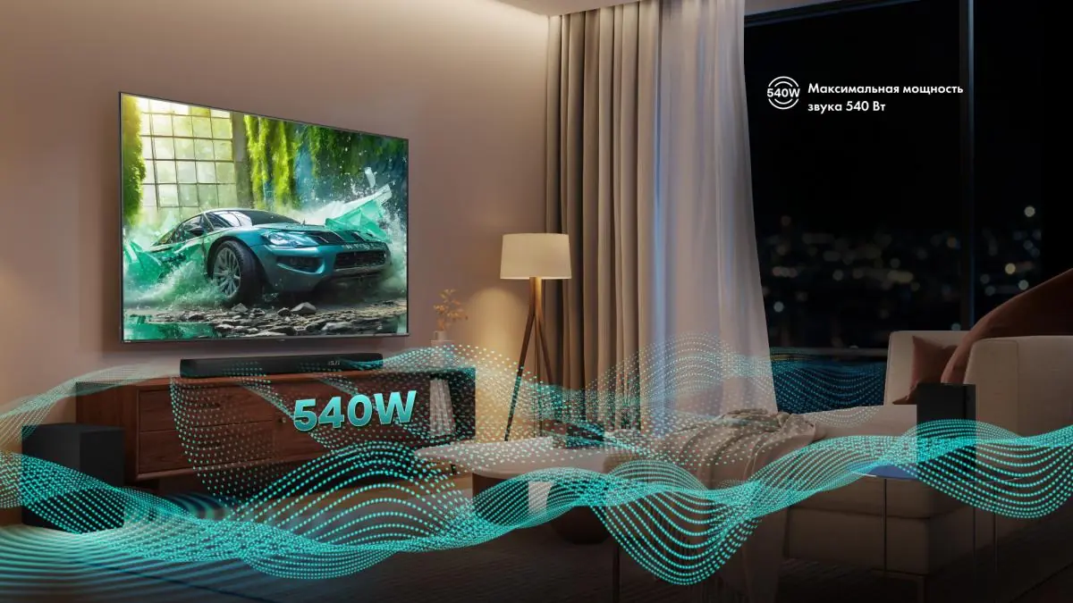 Hisense HS5100 540 Вт максимальная мощность в интерьере спальни