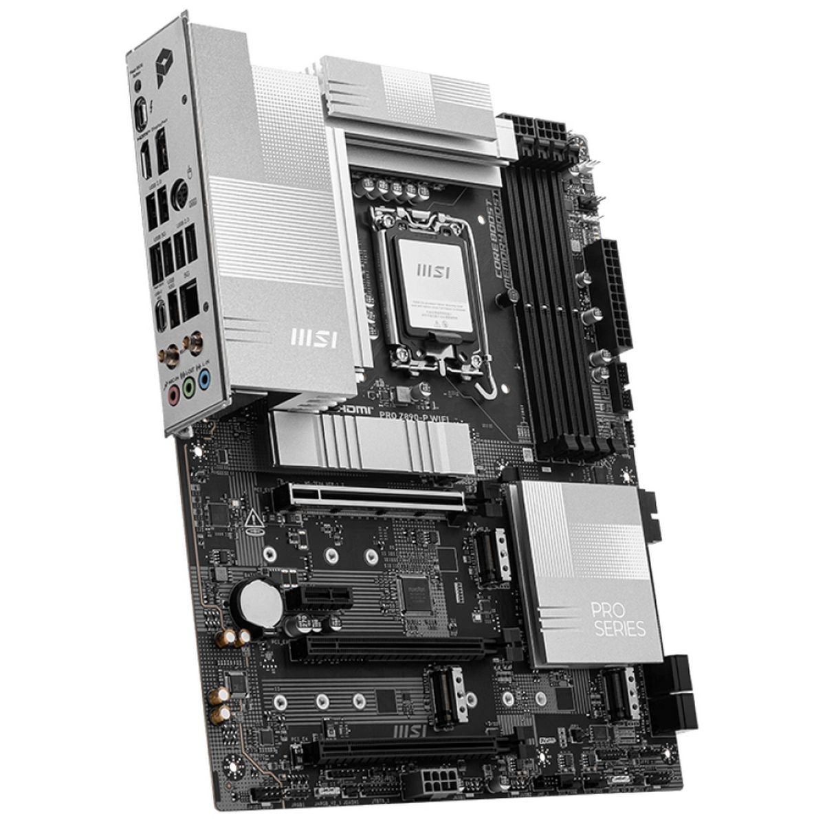 MSI Pro Z890-P WiFi материнская плата вид сверху слоты DDR5 и M.2