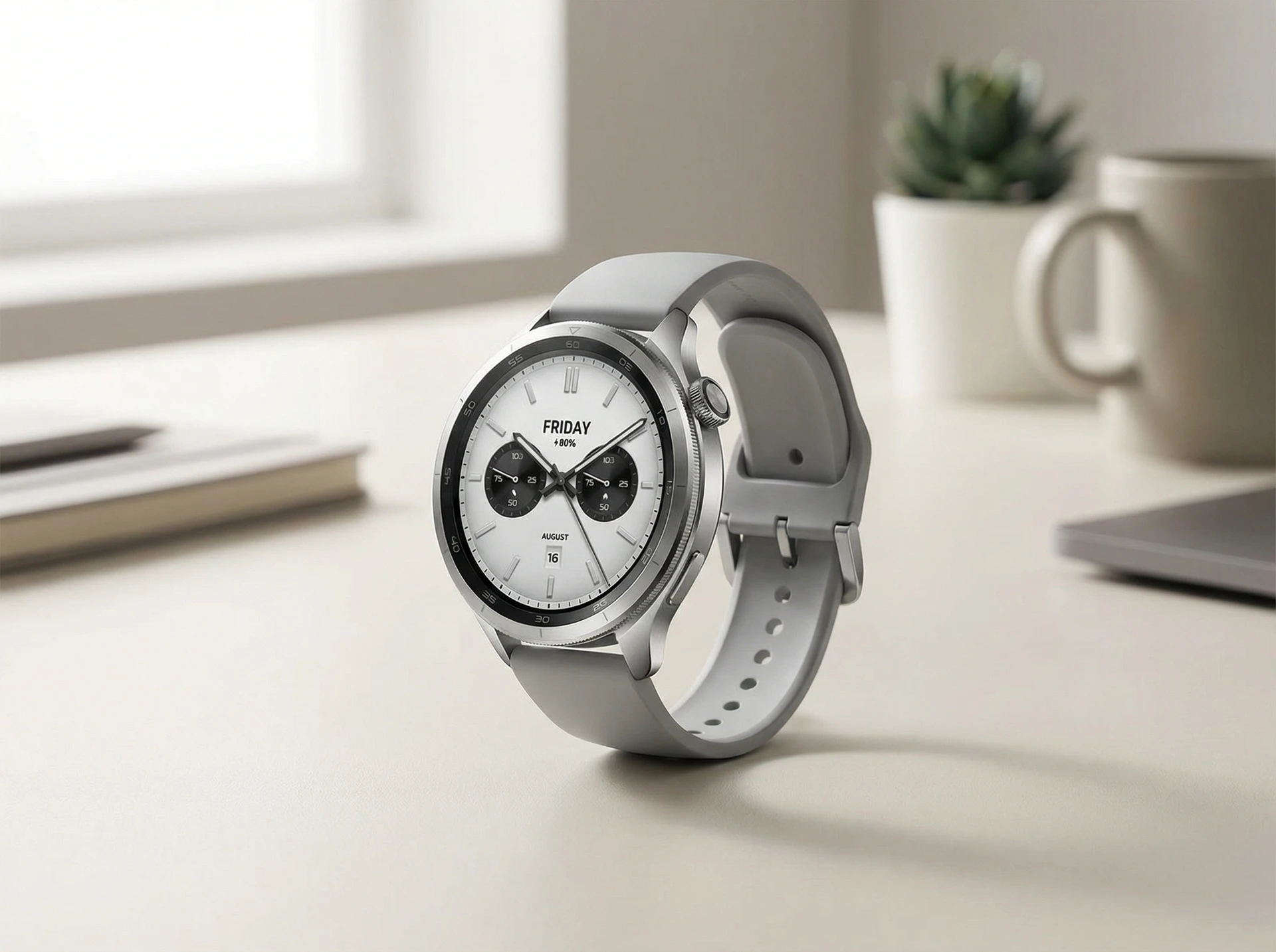 Смарт-часы Xiaomi Watch S4 47mm серый/серебристый [bhr9197gl] - фото в интерьере