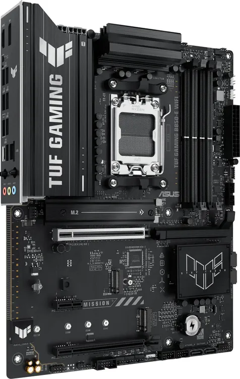 ASUS TUF Gaming B850-E WiFi слоты DDR5 и разъёмы M.2 PCIe 5.0