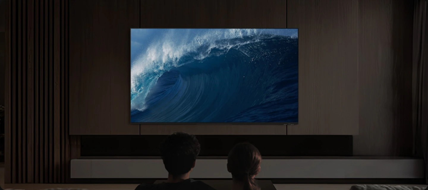 Samsung QE48S85H Dolby Atmos &mdash; объёмный звук с визуализацией звуковых волн в гостиной