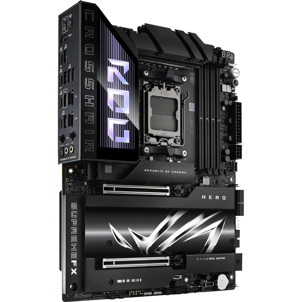 ASUS ROG Crosshair X870E Hero слоты M.2 PCIe 5.0 и зона VRM крупным планом
