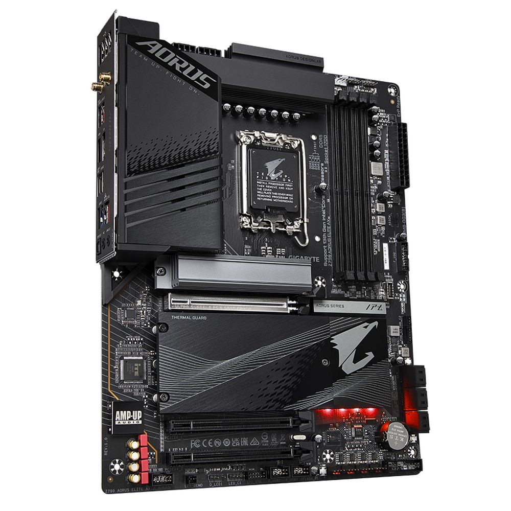 Gigabyte Z790 Aorus Elite AX — задняя панель портов и ARGB-подсветка