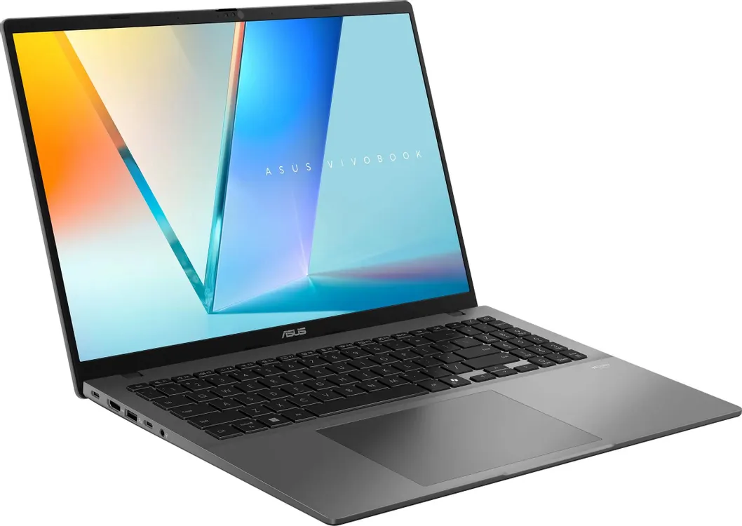 ASUS Vivobook S16 M3607HA вид спереди под углом открытый экран с градиентным дисплеем