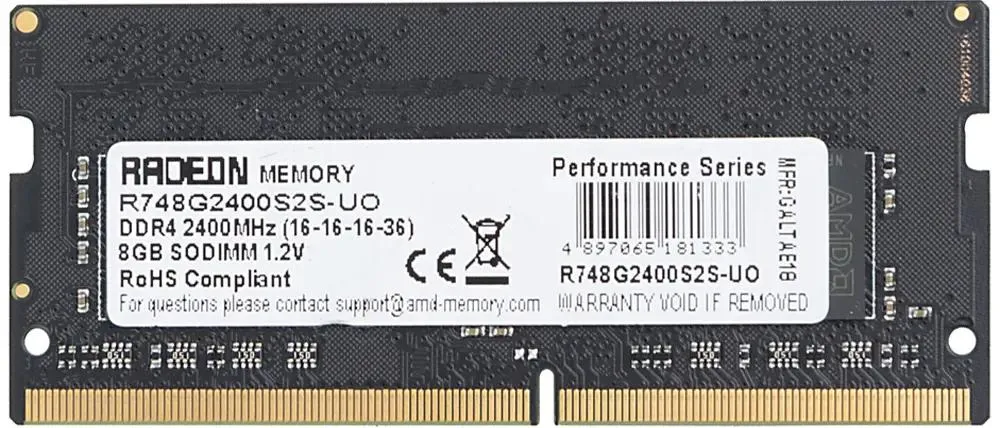 AMD Radeon R7 Performance R748G2400S2S-UO DDR4 8GB SODIMM модуль памяти для ноутбука с золотыми контактами