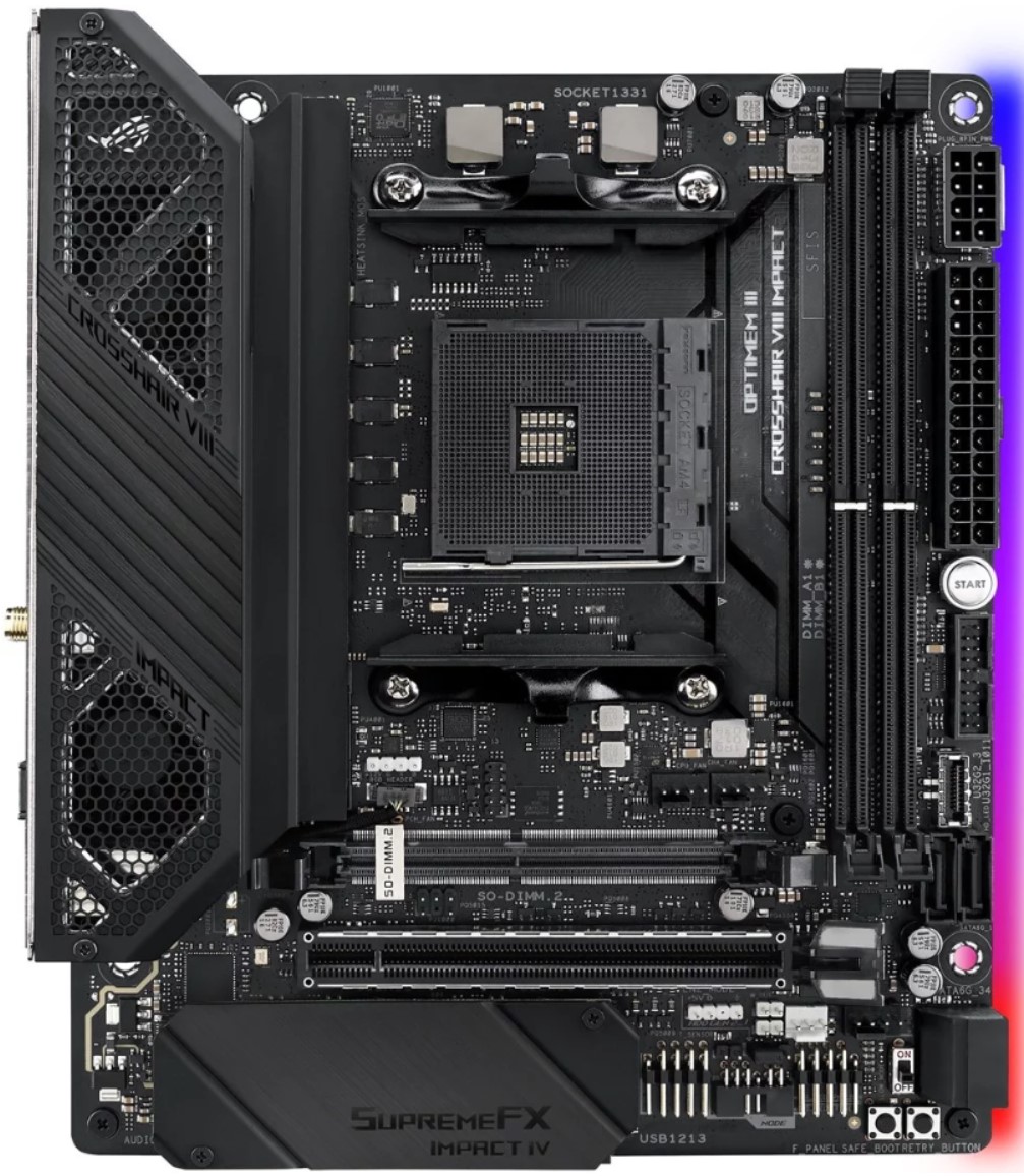ASUS ROG Crosshair VIII Impact mini-DTX AM4 разъёмы M.2 и SATA на плате