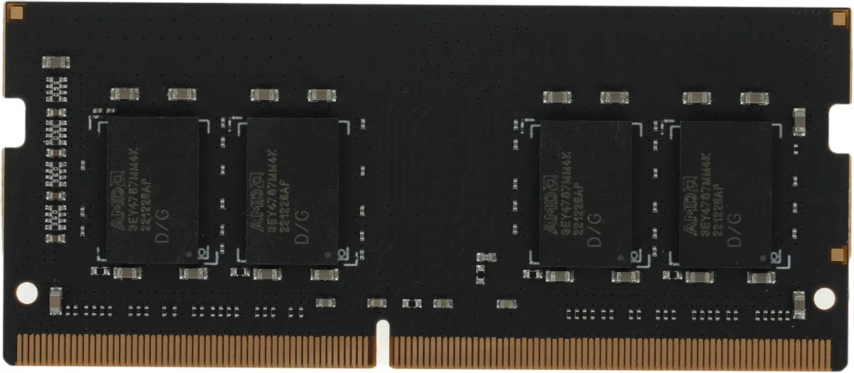 AMD Radeon R7 Performance R748G2133S2S-UO — плата SODIMM DDR4, чипы памяти и разъём для подключения
