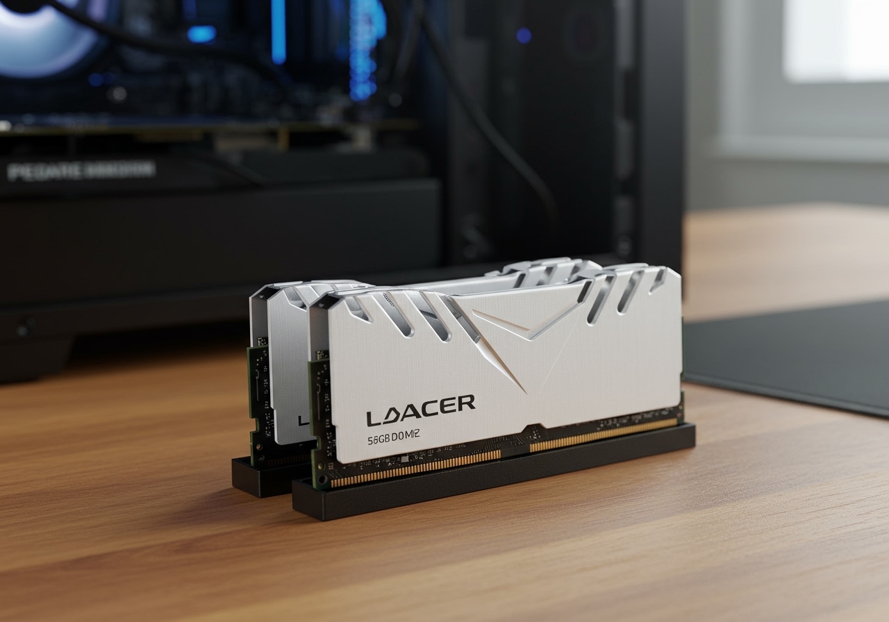 ADATA Lancer AX5U5600C4616G-DTLABWH — два модуля DDR5 32 ГБ 5600 МГц с белым радиатором, общий вид