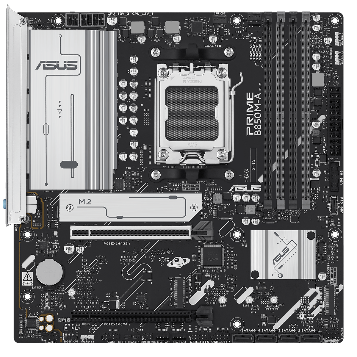 ASUS Prime B850M-A-CSM слоты M.2 PCIe 5.0 материнская плата AM5