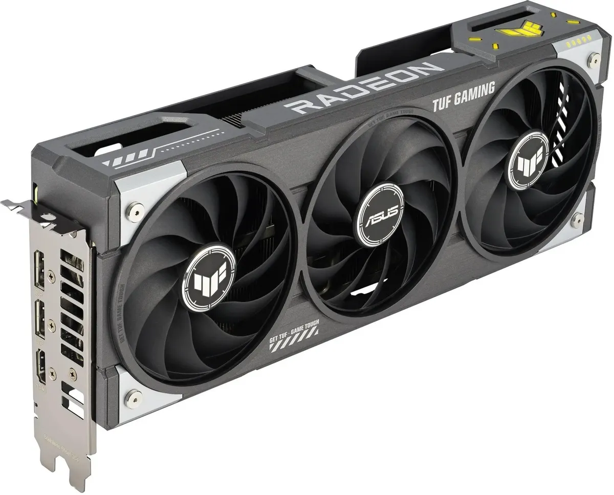 ASUS Radeon RX 9060 XT боковой профиль разъёмы HDMI DisplayPort дизайн TUF Gaming