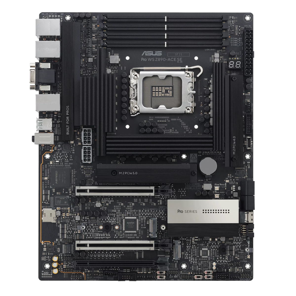 ASUS Pro WS Z890-ACE SE слоты DDR5 и зона VRM с пассивным охлаждением