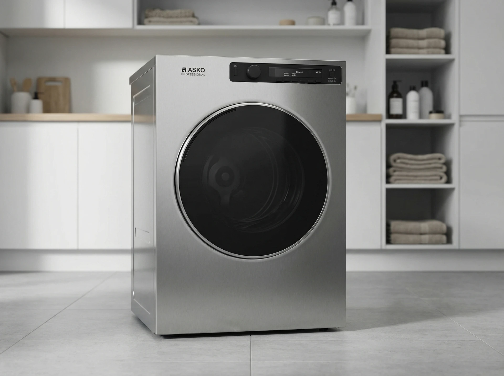Asko TDC1485VI.S в интерьере прачечной — отдельностоящая установка
