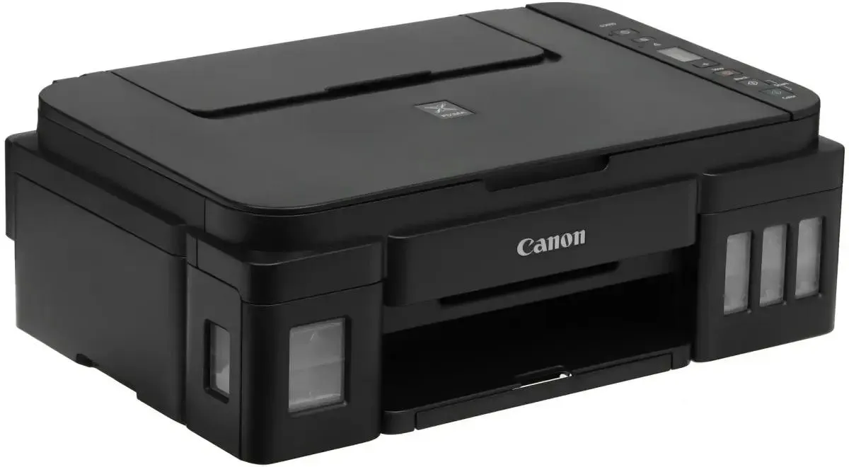 Canon Pixma G2010 лоток подачи бумаги и резервуары чернил GI-790 — вид сбоку