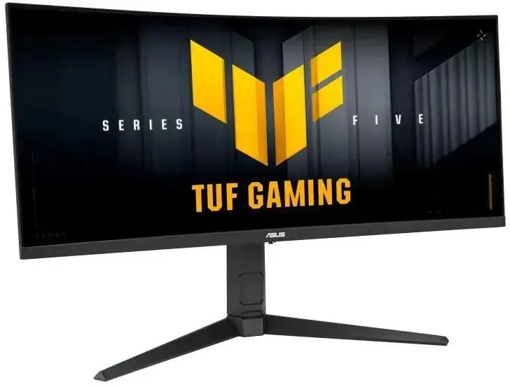 ASUS VG34WQML5A вид под углом &mdash; изогнутая панель TUF Gaming на подставке