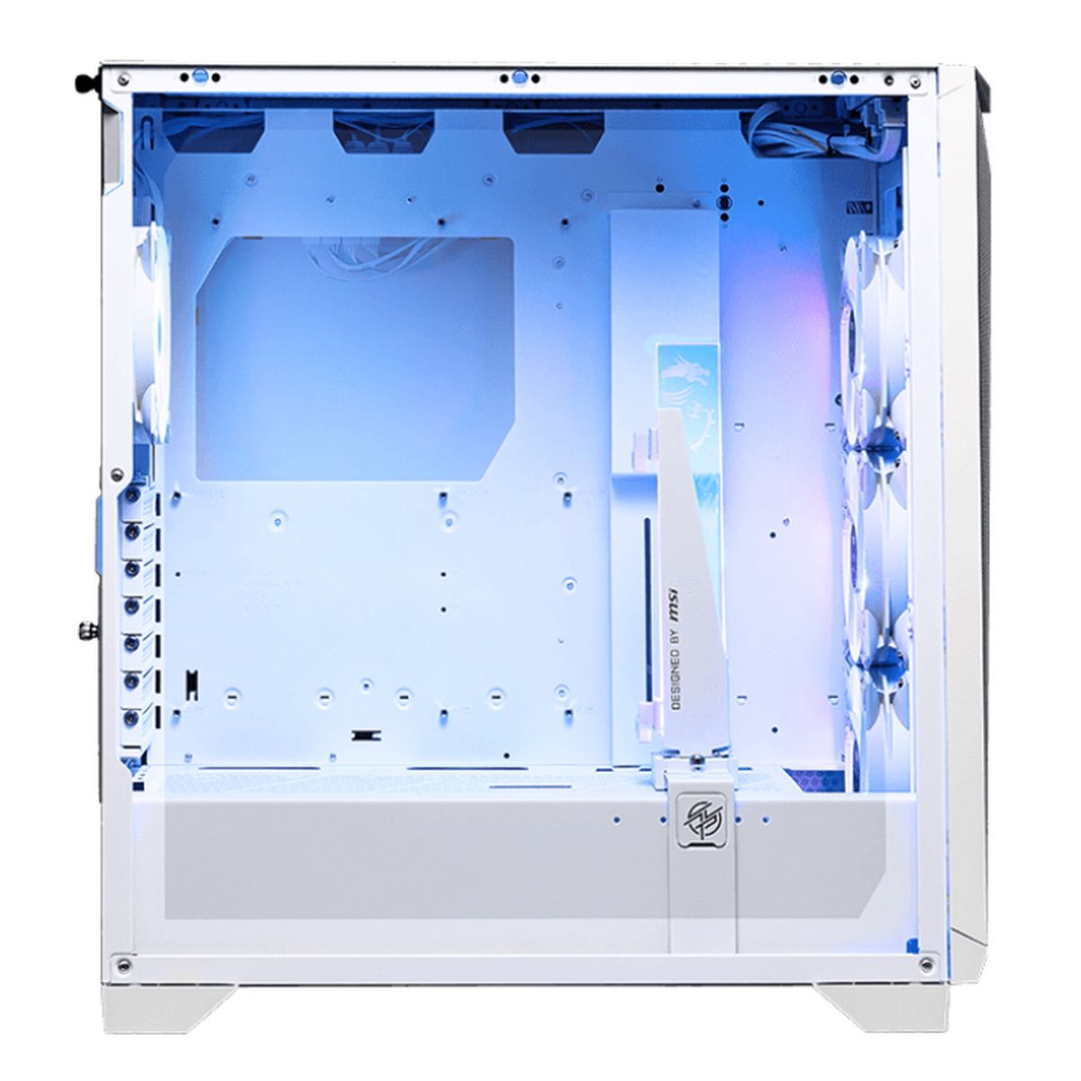 MSI MPG GUNGNIR 300R AIRFLOW внутренний вид &mdash; материнская плата, отсеки накопителей, монтажные точки СЖО