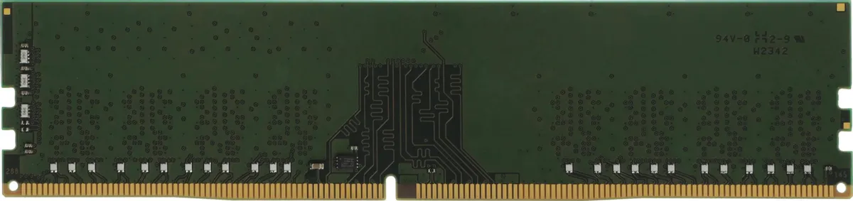 Kingston Value RAM KVR32N22S8/8WP DDR4 — вид со стороны микросхем памяти, зелёная печатная плата