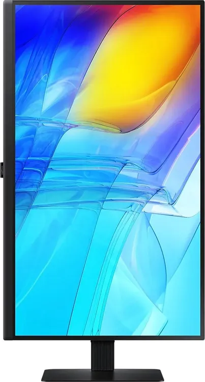 Samsung LS27D800EAIXCI в портретной ориентации — монитор повёрнут вертикально, демонстрация режима Pivot