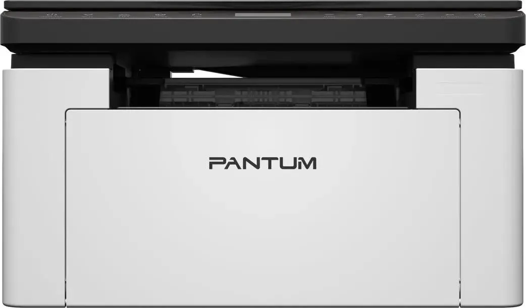 Pantum BM1800W вид сбоку &mdash; планшетный сканер A4 и лоток подачи бумаги 150 листов